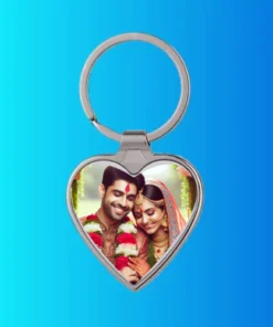 Metal Heart Photo Keychain