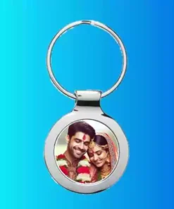 Metal Round Photo Keychain